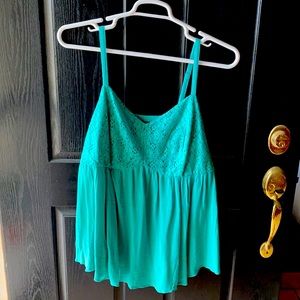 Torrid Turquoise Lace Top Babydoll Tank Shirt